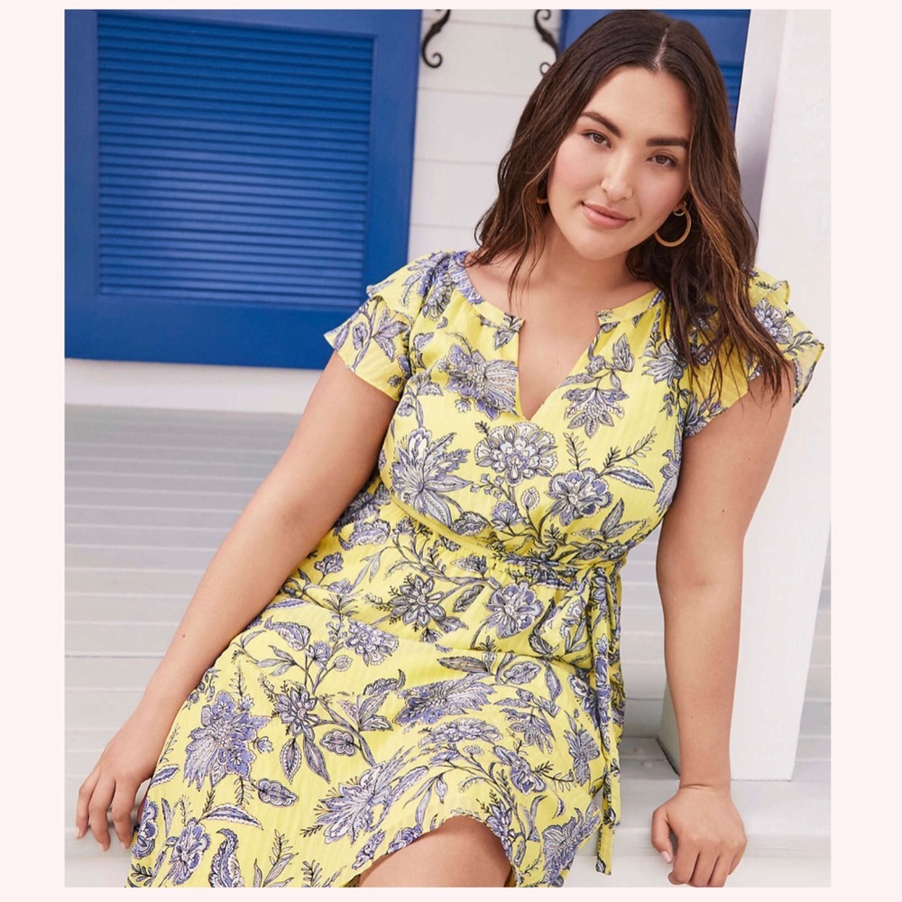 NWT LOFT Petite Trellis Garden Ruffle Sleeve Dress